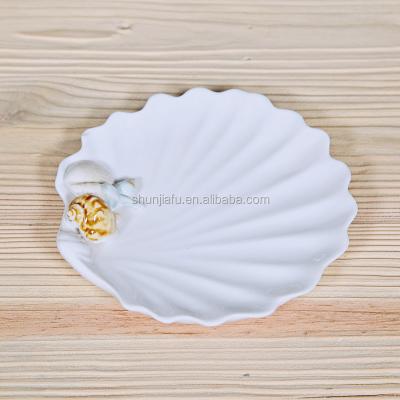 China Hot Selling Wholesale Trinket Eco-friendly Seashell Tray Seashell Dish Ceramic Jewelry Ring Holder for sale