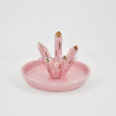 China Eco-Friendly Direct Deal Trinket Tray Or Ring Pink Ceramic Jewelry Dish Or Dish for sale