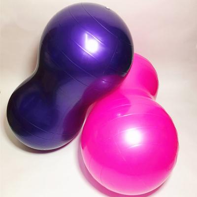 China Anti-shatter PVC Peanut Yoga Ball Capsule Yoga Fitness Ball Yoga Massage Ball With Foot Pump for sale