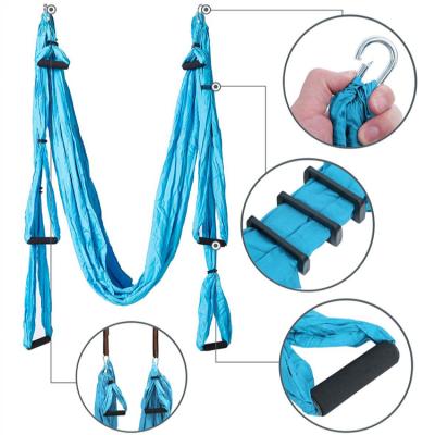 China Durable High Quality Color Matching Nylon Fabric Parachute Adjustable Aerial Yoga Swing Hammock with 6 Handles for sale