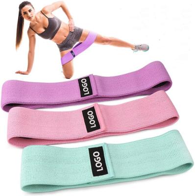 China Logo Fabric Hip Resistance Band Durable Custom Elastic Non Slip Glutes Booty Hip Resistance Band for sale