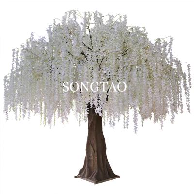 China China Transient Wholesale Wisteria Flower Bonsai Silk White Long Artificial Tree For Wedding Decor Sale for sale