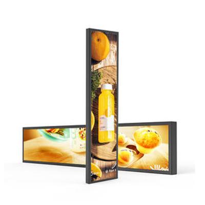 China Commercial Ads Video Game Android Ultra Wide Stretch Bar Stretched Touch LCD Show Shelf Advertising Small Screen Monitor Digital Signage for sale