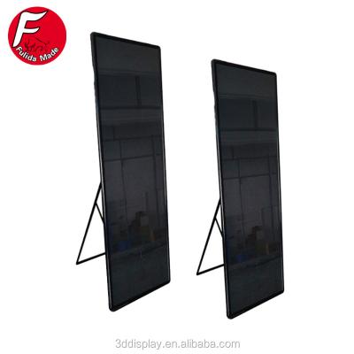 China Indoor Portable Digital Media Poster LED Display Billboard Standing On Floor Led Mirror Poster Screen p2 p2.5 p3 for sale