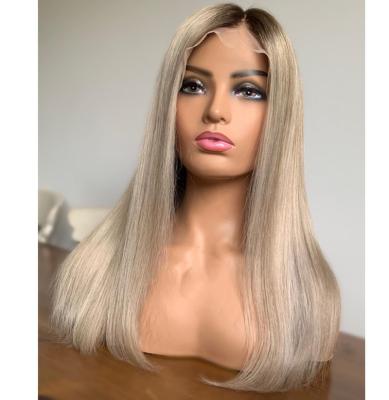 China Straight Hottest Natural Hairline Glueless Human Hair Wigs Highlights Brown Color Straight Transparent Full Lace Wigs For Woman for sale