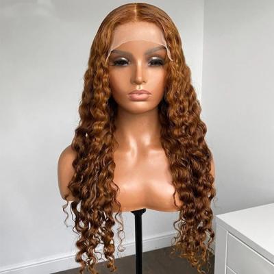 China Body Wave Hot Selling virgin Human Hair Ombre Honey Blonde Color Deep Wave Cuticle Aligned Straight HD Lace Front Wigs For Black Woman for sale