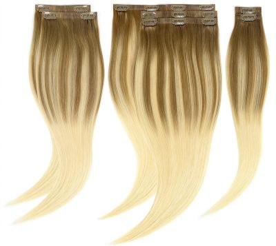 China Kinky Curl Hot Selling Human Hair Extension Highlights Blonde Color Cuticle Aligned Invisible Clip In Hair Extensions for sale