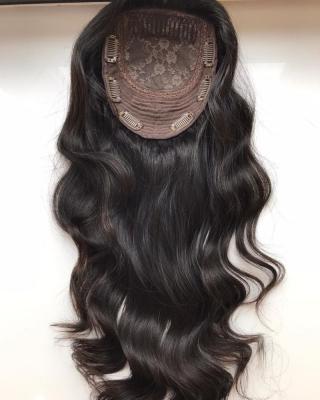 China Loose Deep Wave Body Wave High Quality Lace Topper Natural Black Chinese Human Hair Silk Base Topper For Baldness Women for sale