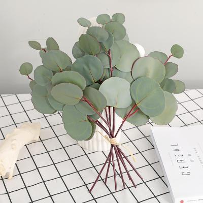 China ESTICK Real Touch PU Silver Dollar Stocked Artificial Eucalyptus Stem Wholesale Eucalyptus Leaves For Wedding Decoration for sale