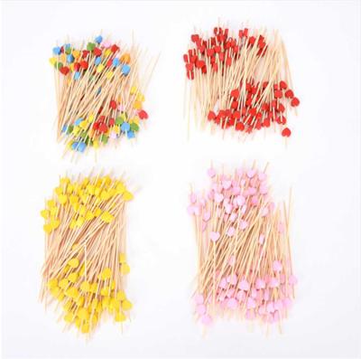 China ESTICK Wholesale Food Cocktail Natural Disposable Easily Cleaned Colorful Bead Sticks Bamboo Handmade Toothpicks Decorative Bead Picks Skewers for sale