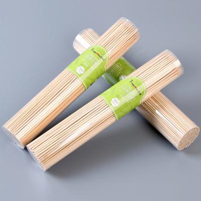 China Estick Wholesale Export Food Grade Custom Biodegradable Standard Easily Cleaned Kebab Logo GRILL Sticks Around Natural Bamboo Skewer For BBQ for sale