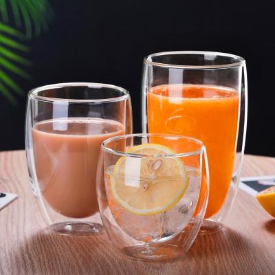 China Viable Double Wall Insulation Glass Mug, Custom Logo Hand Clear Borosilicate Glass Cup For Coffee Tea for sale