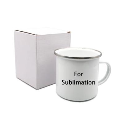 China Viable Dropshipping No MOQ Bulk Sublimation Blank Metal Enamel Mug With Stainless Steel Mouth for sale