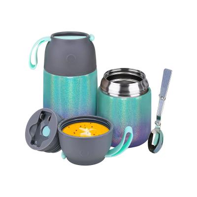 China PORTABLE 18/8 Stainless Steel Vacuum School Food Flask PORTABLE Cute Food Container With Spoon for sale