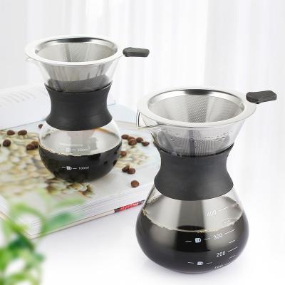 China Cheap Home Use High Quality Viable Best Portable Mini Manual Glass Coffee Maker With Stainless Steel Filter for sale