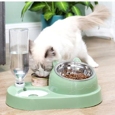 China Automatic 4 in 1 Multifunctional Automatic Drinking Water Ceramic Stainless Steel Food Milk Cat Feeder for sale