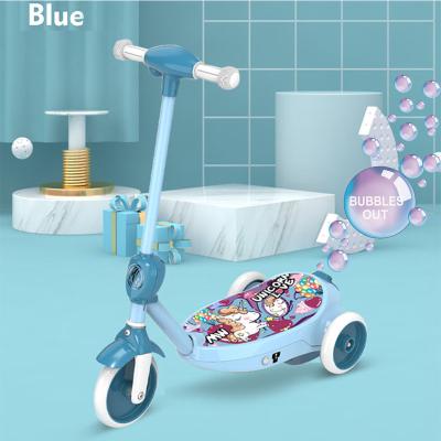 China Bubble While Best Selling Fun Bubble Mini Pedal Cheap Unique Three 3 Kick Ride Electric Ride On Car Toy Kids Scooter for sale