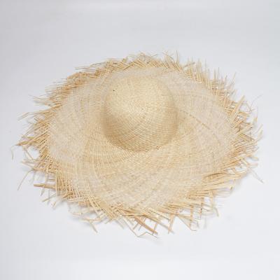 China Women's Natural Extra Large Straw Hat Super Big Floppy Straw Hat Summer Sun Visor Wide Brim Raffia Beach Hat for sale