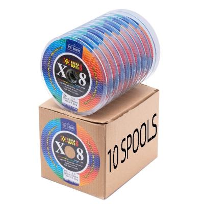 China Hot Sale Wholesale 8 Strands Braided Fishing Line 100M X 10PCS PE Line Float Marker for sale