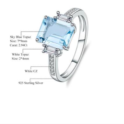 China FASHIONABLE Pure 925 Sterling Silver Engagement Ring with Natural Topaz for sale