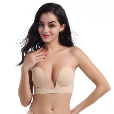 China Starwin OEM&ODM Seamless Invisible Bra QUICK DRY Backless Wire Free Strapless Silicone Lift Up One Piece U Shape Bralette Bras for sale