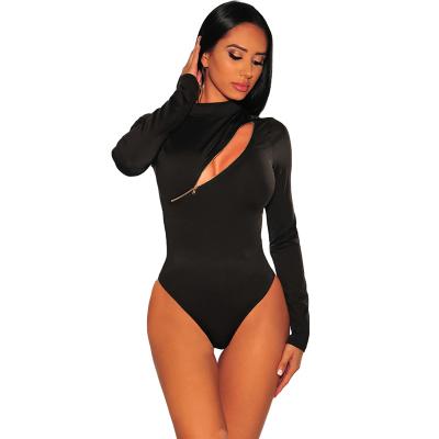 China Other New Design Lady Sexy Tight Zipper Wholesale O Hole Neck Long Sleeve Jumpsuit for sale