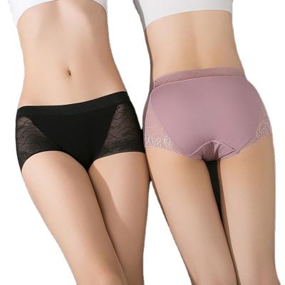 China Antibacterial Ladies Plus Size Women Sexy Mid Waist Panties Lace Up Super Cotton Seamless Women Plus Size Underwear for sale