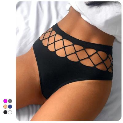 China Antibacterial Thongs Women's Sexy G-String Hollow Out Sports Custom Logo Women's Seamless Thongs Nylon And G-String for sale