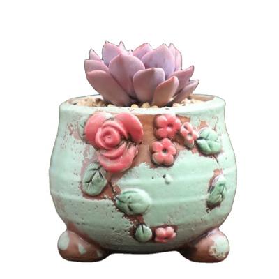 China Modern factory wholesale Korean home gardening decoration painting creative three-dimensional relief ceramic flower pot the small for sale