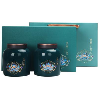 China Minimalist tea packaging sealed ceramic half a mischievous of cans tea cans a mischievous national wind of single and double cans gift box with hand gift because for sale