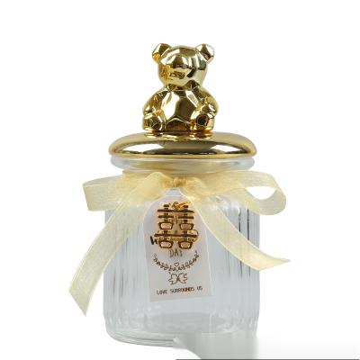 China Creative Wedding Gift Box Sealed Napkin Companion Wedding Candy Box Glass Animal Ceramic Cover Viable Gold Plated for sale