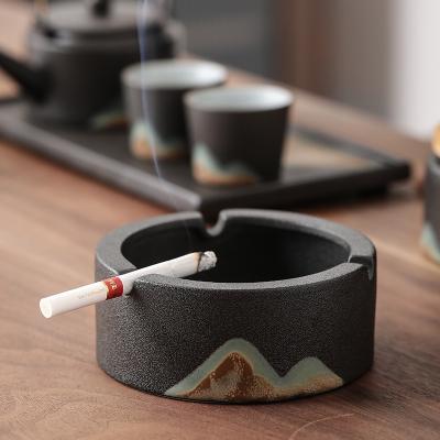 China Japnese Japanese style retro ceramic ashtray modern simple ceramic ashtray for home hotel hand painted ceramic ashtray for sale