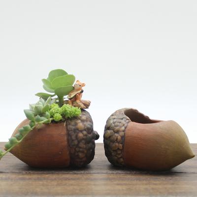 China Wholesale Modern Hot Sale Fleshy Bamboo Resin Plant Desktop Hazelnut Gable Flowerpot Creative Potting Wreath for sale