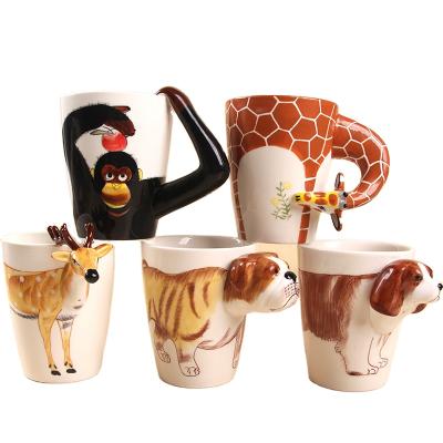 China Viable Animal 3D Design Cartoon Ceramic Coffee Mug Personalized Painted Mug Cup Creative Coffee Mug for sale