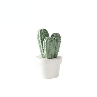 China Rustic creative Nordic home decoration cactus ornaments simulation plant pot living room study ceramic furnishings for sale