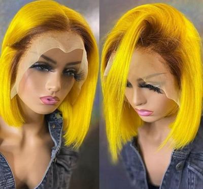 China Wholesale Silky Straight Wave Pre Plucked Peruvian Short Bob Colored Wigs, 10A Glueless Perreque Hd Lace Front Pixie Hair 13*4 Virgin Full Wig for sale