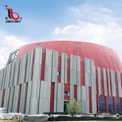 China Modern Red Perforated Curtain Wall Aluminum Panel Punching Plate For Exterior Walls Of Stadium for sale