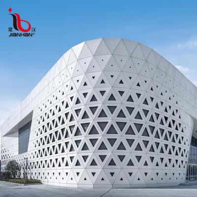 China Office Building Modern Aluminum Etched Triangle Shape White Decor Wall Curtain Panel for sale