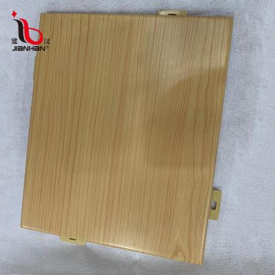 China Modern Wood Grain Wall Surface Modern Wood Grain Wall Cladding Curtain Wall Facade 600x600mm Aluminum Veneer Building Aluminum Manufacturer for sale