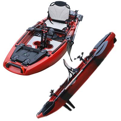 China Plastic Kayak PESCA Scam Pedal OEM Rotomolded Canoe Fishing Kayak Sit On Top Single Foot Pedal System Adjustable Training Kayak Maker for sale