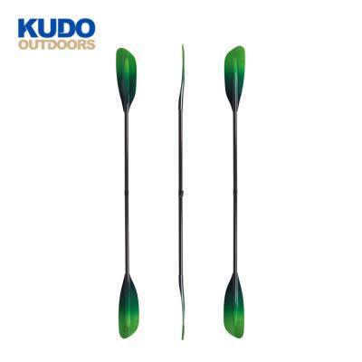 China OUTDOOR Fiberglass KUDO Top Selling Super Light Green Premium Fiberglass Kayak Paddle for sale