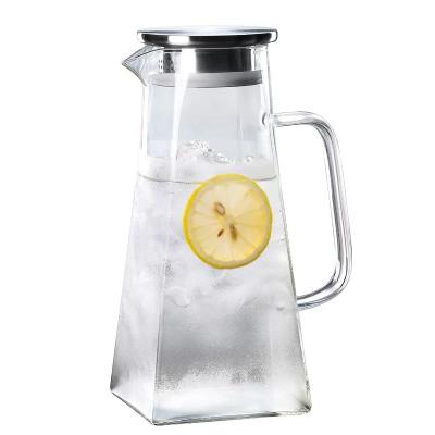 China Household Viable Square Heat Resistant Jug Large Capacity Pitcher Glass Jar For Lemon Water Cold Juice for sale