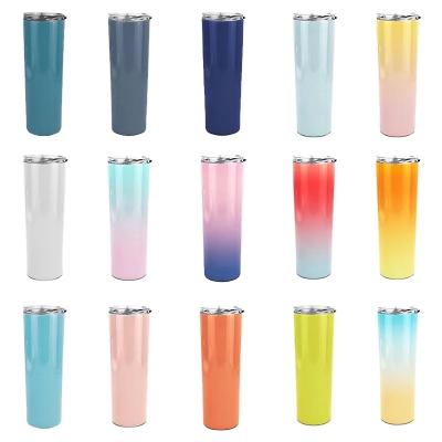 China Sustainable Double Wall Slim Tumbler Stainless Steel Vacuum Water Bottle With Straw Customized Logo for sale