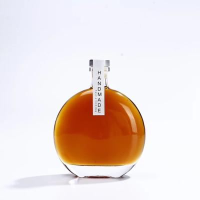 China Luxury Sake Pole Flattened Baileys Beverage Juniper Liquor Glass Bottle Transparent With Cork for sale