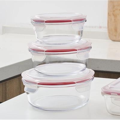 China High Round Borosilicate Glass Bowl Food Container Microwave Heat Resistant Safe Sustainable Sustainable for sale