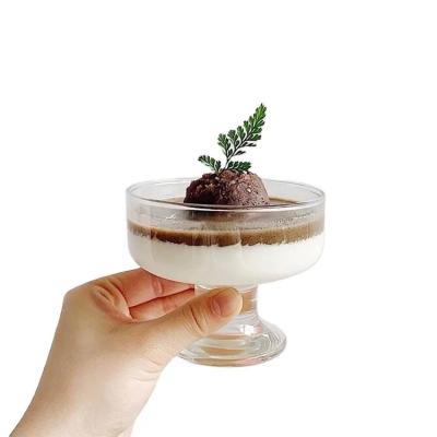 China CLASSIC Fancy Clear Ice Cream Cup Bowl Eggnog Cup Dessert Glass Cup For Restaurants Bars for sale