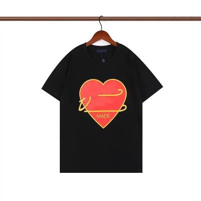 China 2023 Fashion Designer Luxury QUICK DRY Print T-shirt Heart Pattern Casual Shorts Sheath Men's T-shirt Street Printing Stitches Youth Women Shirt for sale