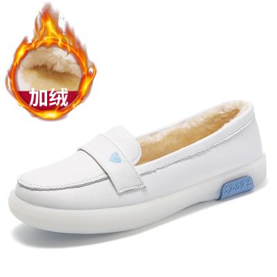 China Flat popular in autumn and winter of 2021 real cow leather nurse shoes for sale