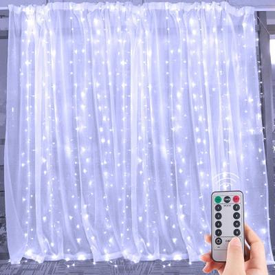 China Beautiful 300 LED White Christmas Curtain Fairy String Lights Outdoor Home Warm Decorative Xmas Party Lights For Wedding for sale