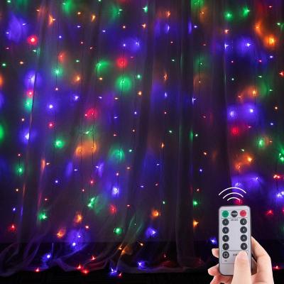 China Wholesale Beautiful 300 LED Window Curtain String Light Star Holiday Decoration Twinkle 3*3m Led Curtain Light Holiday Lighting for sale